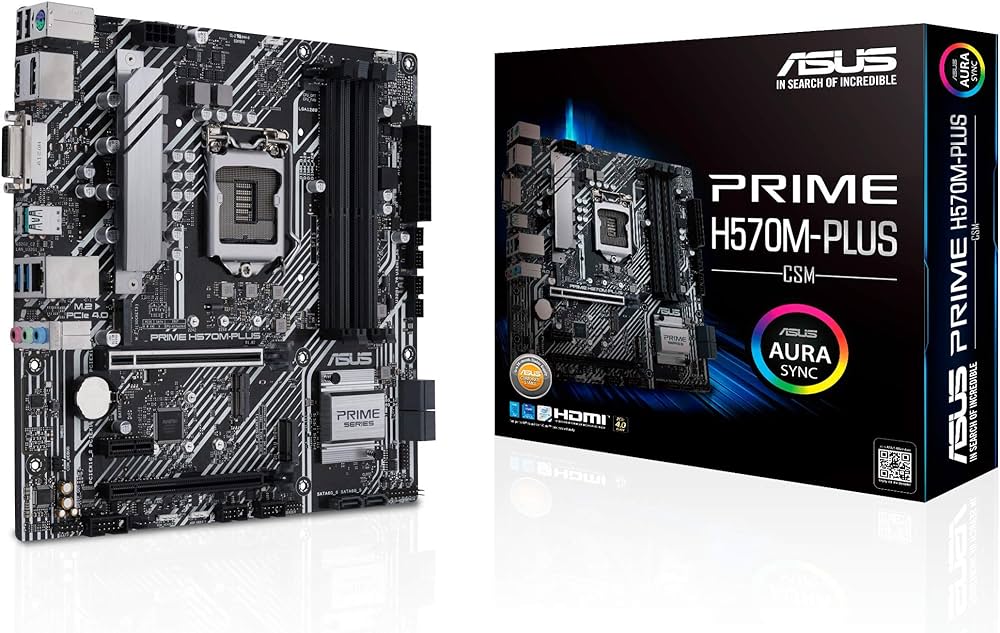 Carte Mère ASUS PRIME H570M-PLUS/CSM - micro ATX - LGA1200 Socket H570 Chipset - USB-C Gen2, USB 3.2 Gen 1, USB 3.2 Gen 2 - Gigabit LAN - onboard grap