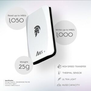 Disque Dur Externe SSD 1T Ares Torch 1050/1000MB/s USB C