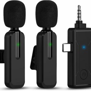 Microcravate Wireless double, universel, lightning, USB-C and 3.5mm plug, IOS, Android, Plug and Play No App or Bluetooth, Noise Cancellation