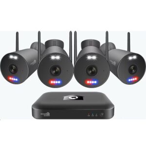 Kit de sécurité vidéo sans fil 10CH wireless NVR & 4× 3K cameras with police-style flashing lights & sirens