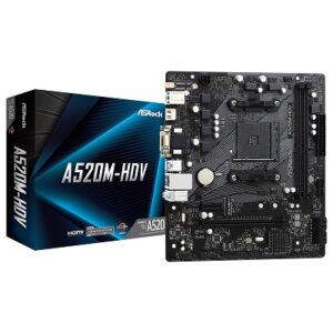 Carte Mère ASR/A520M-HDV /M-ATX Socket AM4 - AMD A520 Chipset - USB 3.2 Gen 1 - Gigabit LAN - onboard graphics (CPU required)