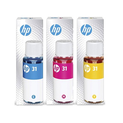 Bouteille HP 31 couleur 70-ml , 8000 page pour HP Smart Tank Plus 555, 571, 655, 450, 455, 551, 5105, 7005, 7305