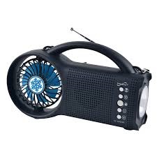 Radio SuperSonic Solar Power Bluetooth 5.0 Speaker / FM Radio / LED/ Torch Light / 3 Speed Fan / USB / Micro SD / AUX In
