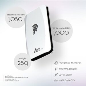 Disque Dur Externe SSD 500G Ares Torch 1050/1000MB/s USB 3.2 C