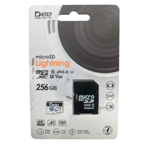 Memoire SD Micro Lightning 256G SDXC UHS-II U3 A1 V60 280/180MB/s Datotek avec Adapt