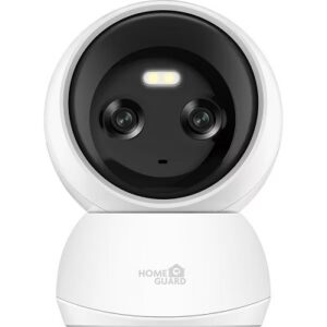 Caméra Surveillance Intérieure Wifi Double Caméras 2K IA panoramique et inclinable, Color Night Vision 10m, MicroSD Card & Cloud Storage