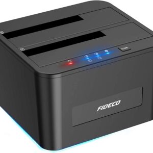 Docking Station FIDECO Hard Drive Docking Station, USB 3.0 SATA HDD Docking Station for 2.5 &3.5 inch SATA HDD/SSD, Dual Bay, Support Offline Clone