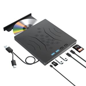 Graveur DVD 7 in 1 External DVD CD/DVD USB 3.0 & Type-C + HUB USB Windows 10/11 XP Mac Linux