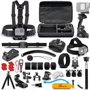 Kit Accessoire Gopro HONGDAK Action Camera Accessories Kit for GoPro Hero 13 12 11 10 9 Black, Waterproof Housing+Silicone Case+ Adjustable Arm+Head C