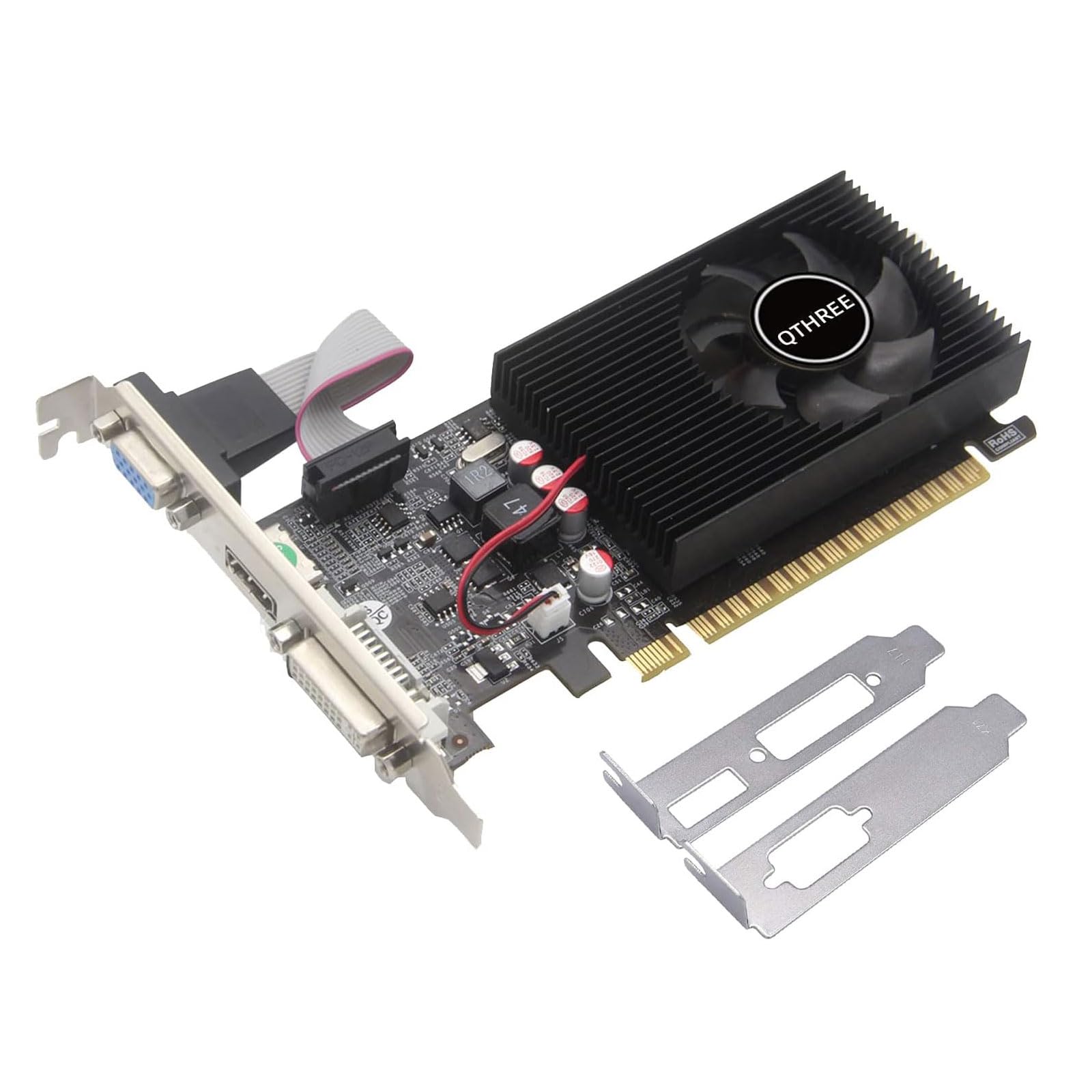 Carte Vidéo QTHREE NVIDIA GT 730 4GB Graphics Card,DDR3,128-Bits,Video Card for PC,PCIExpress x16,DVI-I,HDMI,VGA,Low Profi le Computer GPU,DirectX 11,